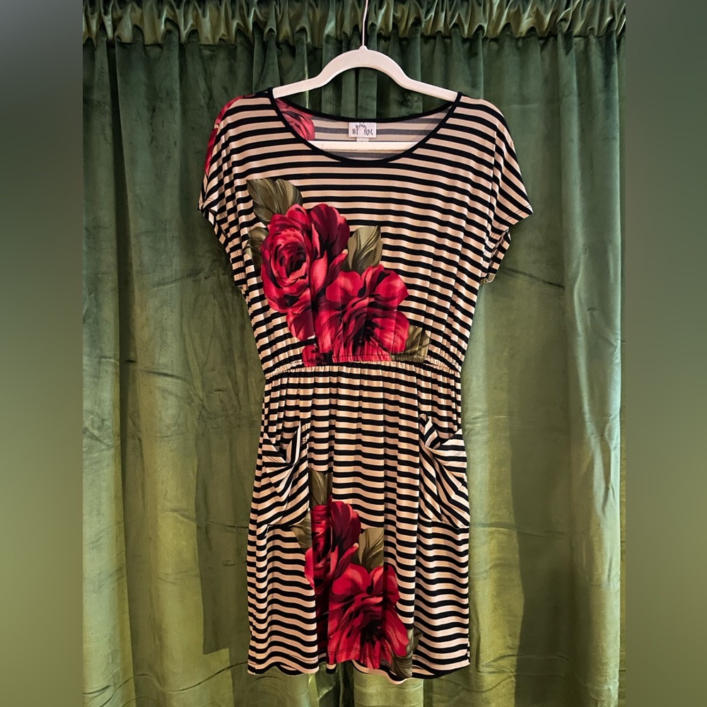 Striped Roses Dress